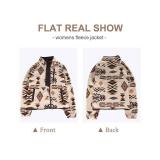 SELINK Womens Fleece Jacket Western Aztec Print Long Sleeve Snap Button Down Shacket Jackets with Pockets Deep Khaki-S