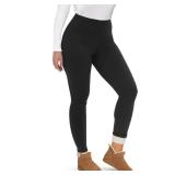 CAMPSNAIL Fleece Lined Leggings Women - Thick Soft High Waisted Black Tummy Control Thermal Warm Velvet Pants for Cold Winter Large