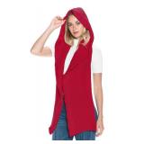 BASICO 5 Colors Knitted Hooded Scarf for Women Men Winter Balaclava Holiday Gift Scarves - Cream White, Caramel, Light Grey, Heather Greay, Black (Wavy Red)