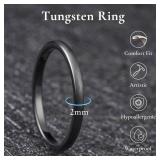 King Will 2mm Black Wedding Band for Men Women, Domed Brushed Tungsten Pinky Rings for Men, Comfort Fit, Durable, Size 11