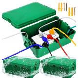 2 Pcs Large Outdoor Electrical Box Waterproof 11x7x4.3 inch Extension Cord Outlet Cover Weatherproof with 7 Cable Entry Protect Outdoor Outlet, Plug, Timer, Power Strip, Holiday Light, Green