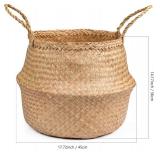 Seagrass Plant Basket, Wicker Woven Laundry Basket, Large Wicker Plant Baskets, Seagrass Baskets Planter for Plants Indoor(Unfolded Size 17.72" Diameter x 14.17" Height)