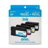onn. Remanufactured HP 950XL/951XL High Yield Black, Cyan, Magenta, Yellow Inkjet Cartridges 4-Pack