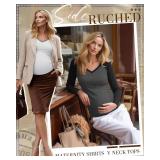 3 Pack Maternity Shirts Long Sleeve V Neck Women Pregnancy Tops Side Ruched Color Block Raglan Baseball Clothes Size Small