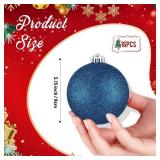 Leitee 16 Pcs 3.15 Inch Christmas Ball Ornaments Large Glitter Christmas Balls Decorations Shatterproof Xmas Tree Ornaments with Hanging Loop for Holiday Festival Party Wreath Home Decor(Navy Blue)