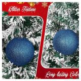 Leitee 16 Pcs 3.15 Inch Christmas Ball Ornaments Large Glitter Christmas Balls Decorations Shatterproof Xmas Tree Ornaments with Hanging Loop for Holiday Festival Party Wreath Home Decor(Navy Blue)