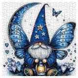 Crystal Blue Gnome Puzzle 1000 Pieces for Adults, Magic Jewel Butterfly Jigsaw Puzzle, Fantasy Heart Star Puzzle as Home Decor