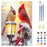 ZENDIYO Christmas Cardinal Paint by Numbers Kits for Adults Beginner on Canvas with Wooden Framed, Easy Adult Paint by Number Kits, DIY Acrylic Color Painting by Number for Home Decor Gift 8x12 Inch
