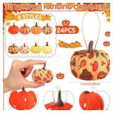 51 Pcs Fall Ornaments for Tree Thanksgiving 3D Pumpkin Felt Maple Leaf Hanging Ornaments Fall Tree Decoration for Home Farmhouse Harvest Autumn Decoration