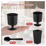 200 Pcs Black Dessert Cups with Spoons Small Plastic Goblets Disposable Parfait Charcuterie Cups Pudding, Mousse Set for Party(5/6 oz,Goblet, Square)