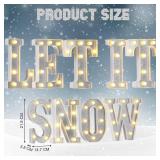 9 Pcs Let It Snow Letter Light up Sign Indoor Winter Decorations Marquee LED Sign Outdoor Christmas Lights for Table and Wall Decor Home Happy Holidays Centerpiece