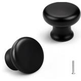 15 Pack Modern Cabinet Knobs - 32mm (1.26") Diameter, 22mm (0.87") Height, Plastic Black Dresser Pulls with 25mm (0.98") Screw - Easy Install Drawer Pull for Kitchen, Bathroom & Wardrobe