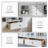 15 Pack Modern Cabinet Knobs - 32mm (1.26") Diameter, 22mm (0.87") Height, Plastic Black Dresser Pulls with 25mm (0.98") Screw - Easy Install Drawer Pull for Kitchen, Bathroom & Wardrobe