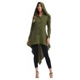 Womens Renaissance Costumes Gothic Hooded Robe Medieval Vintage Hooded Costume Steampunk Hoodie Jacket, XS