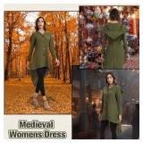 Womens Renaissance Costumes Gothic Hooded Robe Medieval Vintage Hooded Costume Steampunk Hoodie Jacket, XS