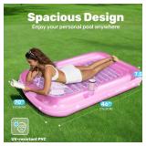 SLOOSH Inflatable Tanning Pool Lounger Float, 70" x 46" Pool Floats Adult with Pillow, 4 in 1 Suntan Tub Raft Floatie,Sunbathing Bed Lounge for Water Blow Up Kids Ball Pit Party Gifts, L-Pink White