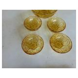 Amber Bowls - 1 Large and 4 Cereal Size