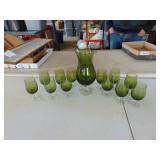 MCM Green Pitcher and Stemwares