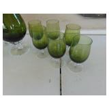 MCM Green Pitcher and Stemwares