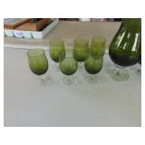 MCM Green Pitcher and Stemwares