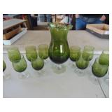 MCM Green Pitcher and Stemwares