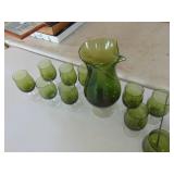 MCM Green Pitcher and Stemwares