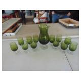 MCM Green Pitcher and Stemwares