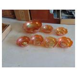 Amber Glass Salad Serving Bowl and Salad Bowls