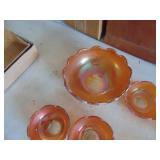 Amber Glass Salad Serving Bowl and Salad Bowls