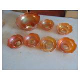 Amber Glass Salad Serving Bowl and Salad Bowls