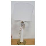 Faux Marble Stick Table Lamp White - Threshold: Gold Base, Linen Drum Shade, No Assembly Require