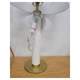 Faux Marble Stick Table Lamp White - Threshold: Gold Base, Linen Drum Shade, No Assembly Require