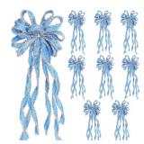 Super Bang 8 Pcs Lake Blue/Sliver Velvet Christmas Bows