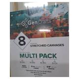 GenCrafts Assorted Stretched Canvas (8 Pack), Rectangular for Acrylic, Oil, Other Wet or Dry Medium - Artist Grade