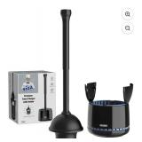 MR.Siga Heavy Duty Toilet Plunger with Holder Combo for Bathroom Cleaning, Black