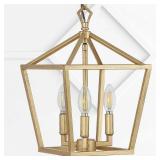 Ojai 10 3-Light Iron Classic Modern Lantern LED Pendant Brass Gold - Retail: $84