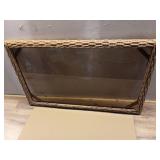 Eastlake Honey Brown Rectangle Wicker Outdoor Coffee Table with Smoky Glass - Retail: $74