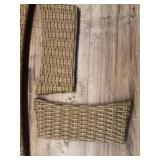 Eastlake Honey Brown Rectangle Wicker Outdoor Coffee Table with Smoky Glass - Retail: $74