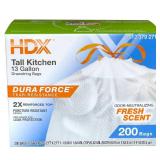 13 Gallon Reinforced Top Drawstring Fresh Scented Tall Kitchen Trash Bags with 20% PCR (200-Count)