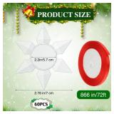 Vercraft 60 Pcs 2026 Christmas Snowflake Ornament Frame with Red Ribbon, Acrylic Blank Clear Photo Ornaments Bulk, Hanging Photo Ornaments for Christmas Tree Decoration (Snowflake Style)