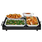 Chefman Electric Warming Tray with Adjustable Temperature Control, Perfect For Buffets, Restaurants, Parties, Events, and Home Dinners, Large 21 x 16 Glass-Top Surface Keeps Food Hot Black