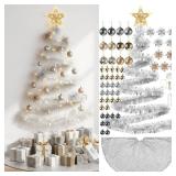 HyDren 91 Pcs DIY Wall Christmas Tree Kits, 66 Ft Xmas Garland Star