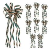 Super Bang 8 Pcs Green/Gold Velvet Christmas Bows