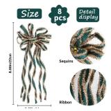 Super Bang 8 Pcs Green/Gold Velvet Christmas Bows