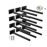 Pack of 2 ,LEOPO 12-Pack 8 inch Floating Shelf Brackets, Hidden Shelf Bracket for Wood, Concealed Blind Shelving Support,Invisible Coated Brackets for DIY