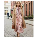 Womens Floral Midi Dress, Size-Large