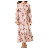Womens Floral Midi Dress Size- Large