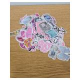 Cute Pink Style Flower Charm Keychain and Stickers Set