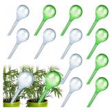 2 Boxes of Indoor Plant Watering Globes, 13 Pcs Automatic Self Watering Bulbs Aqua Water Globe Irrigation Device, Decorative PVC Watering Bulbs for Plants, White & Green