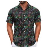 Christmas Shirts for Men Short Sleeve Santa Claus Ugly Funny Neon Christmas Shirts for Men Hawaiian Christmas Vacation Shirt